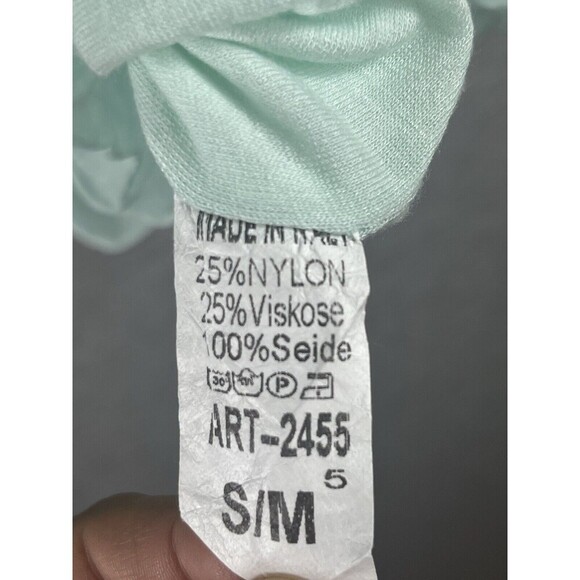 Lola Women's Blouse Green Silk Lace Long Sleeve Top Sz S / M Made in Italy - Picture 8 of 13